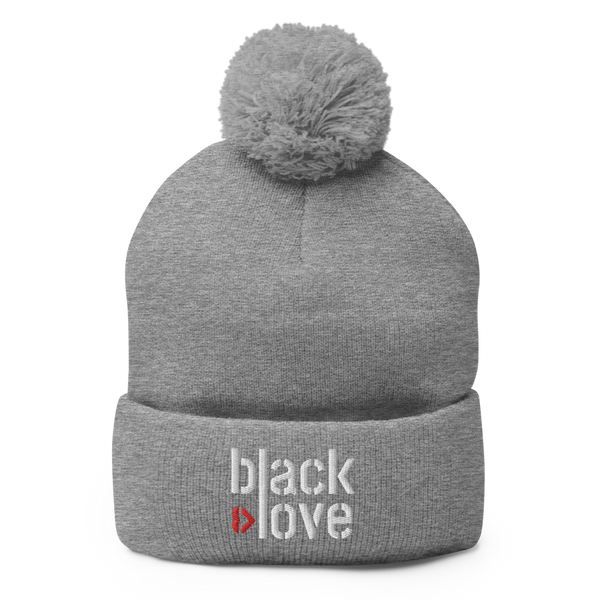 Black Love Pom-Pom Beanie | 