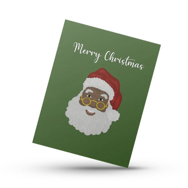 Black Santa "Mask-Off" greeting card | Greeting Card